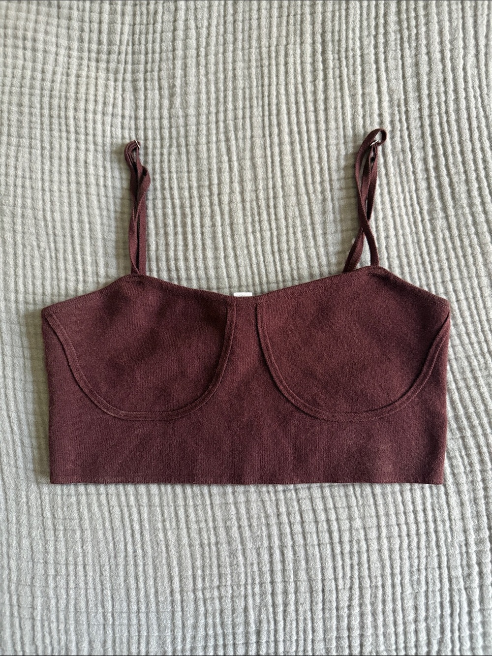 Le Lis Burgundy Structured Cropped Cami with Adjustable Straps
